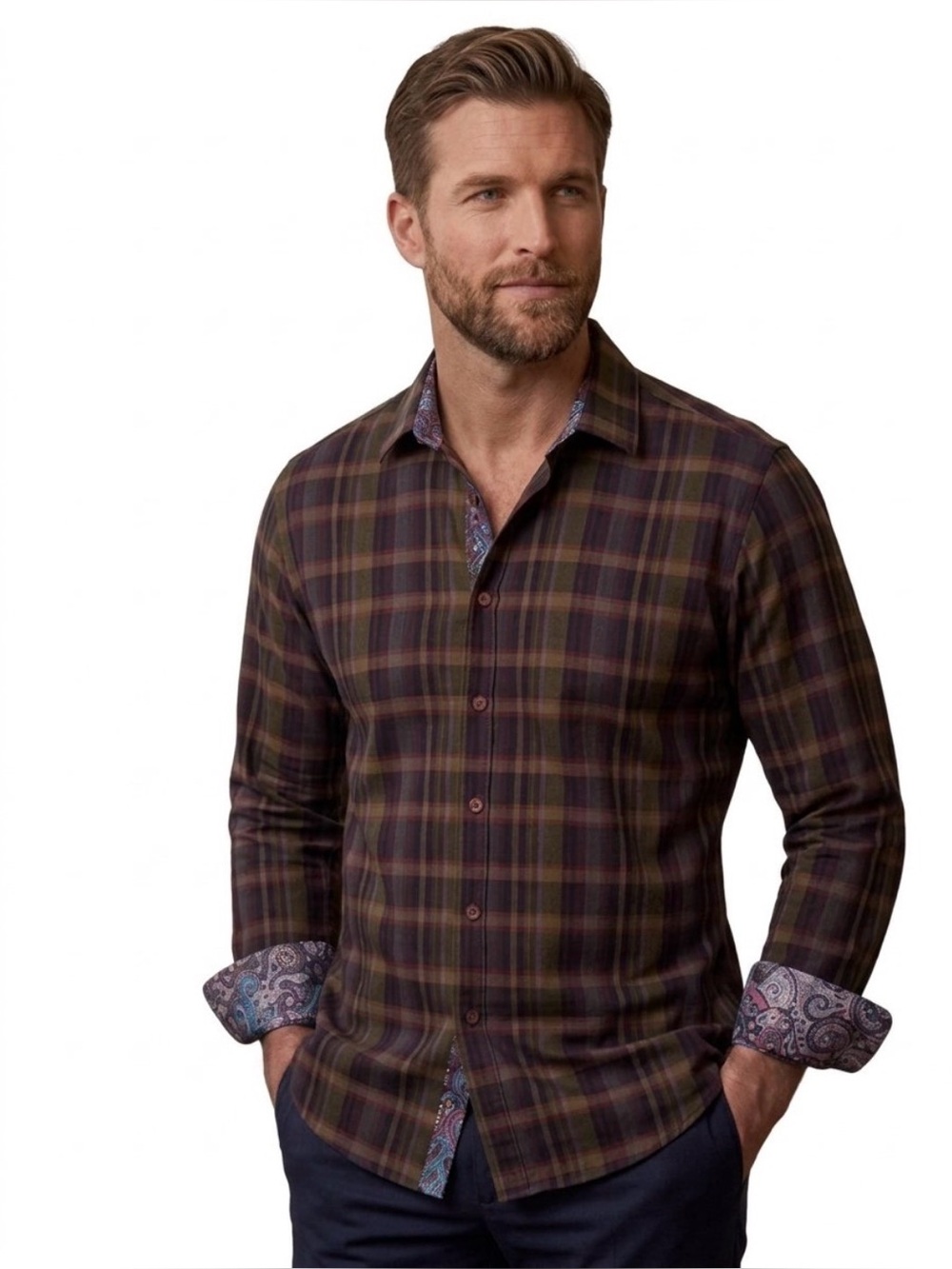 Robert Graham Classic Fit Button Down Dress Shirt Size Large..Made In India